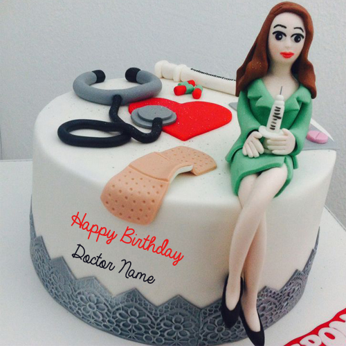 Lady Doctor Birthday Wishes Designer Cake With Name