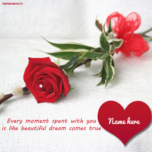 Write name on rose love heart profile pics