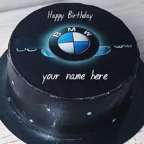 Write Name on Elegant BMW Logo Birthday Wishes Cake