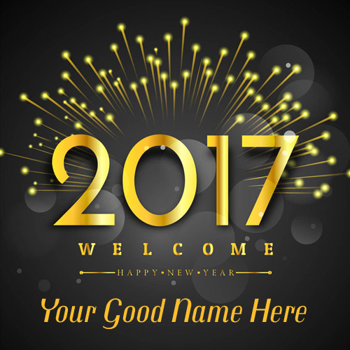 Happy New Year Wishes Luxury Golden Poster With Name