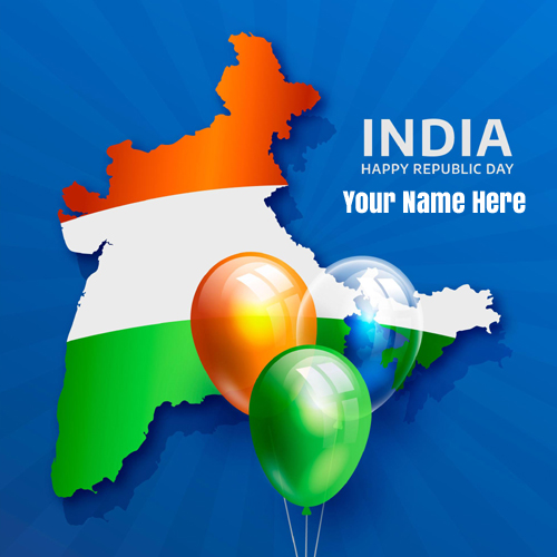Write Name on Republic Day Greeting With Indian Map