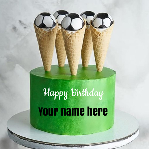 Football Game Theme Birthday Wishes Cake With Name