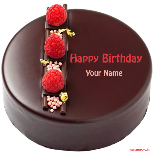Write your name on chocolate birthday cake profile pic