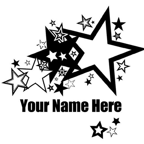 Shining Stars Black and White Tattoo Design With Name