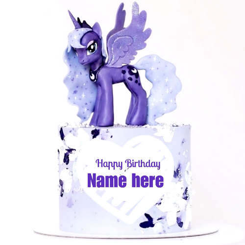 Happy Birthday Purple Unicorn Cake With Friend Name
