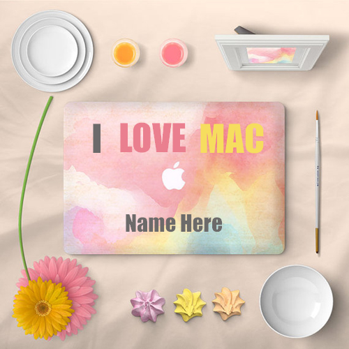 I love Mac cute laptop skin pic with your name