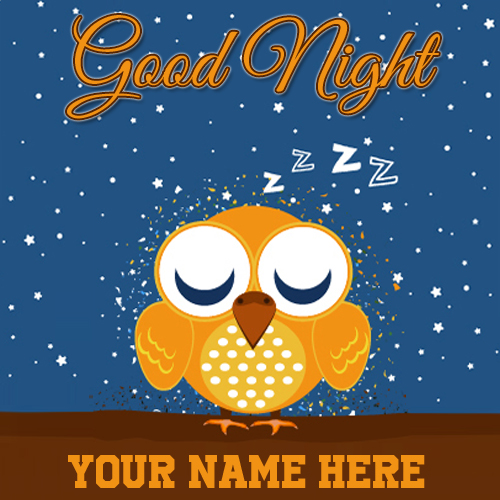 Sleeping Cute Owl Greeting For Good Night With Name