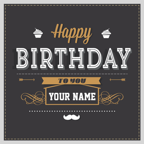 Happy Birthday Retro Greeting Card With Your Name