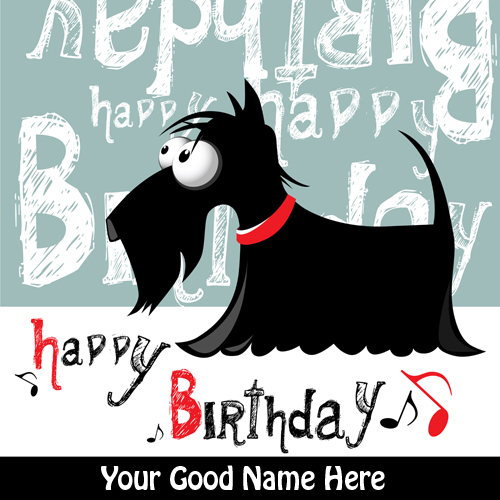 Happy Birthday Funny Dog Cartoon Greeting With Name