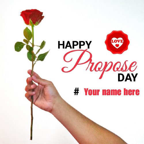 Happy Propose Day Beautiful Red Rose Greeting With Name