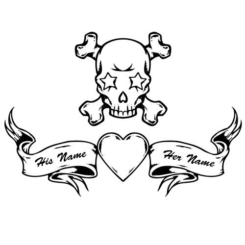 Customize Your Name on Skull Heart Tattoo Design