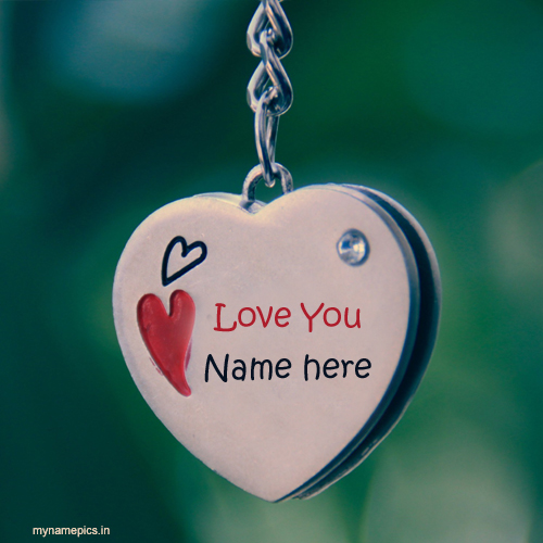Write name on hanging heart keychain profiel pics
