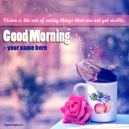 Write name on good morning greeting card namepix