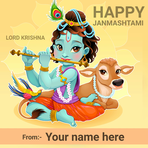 Happy Krishna Janmashtami Celebration Name Greeting