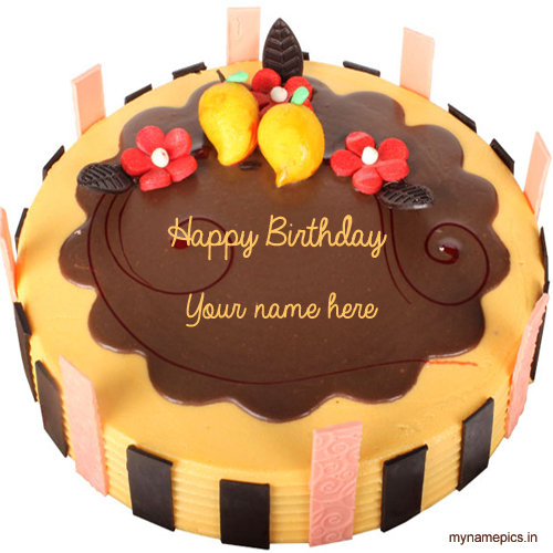 Write your name on mango birthday cake online for free