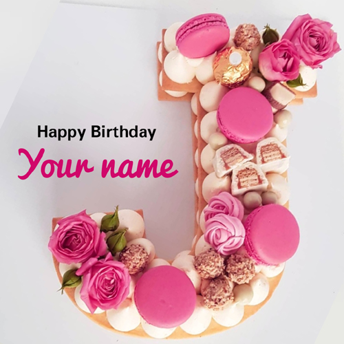 J Alphabet Shape Donuts Decorated Cake With Your Name