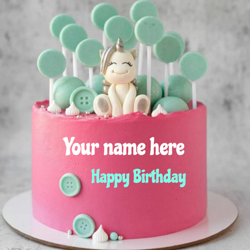 Birthday Wishes Beautiful Unicorn Theme Cake With Name