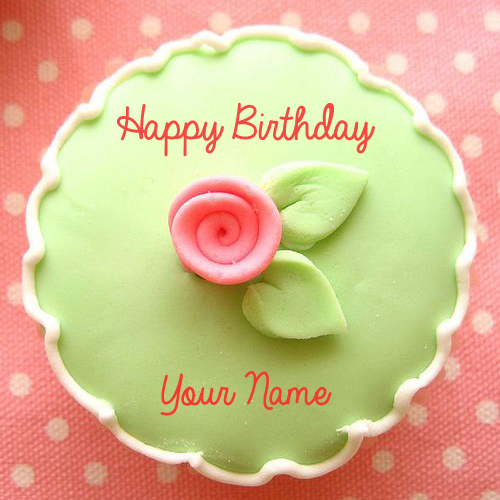 Happy Birthday Flower Cup Cake With Your Name