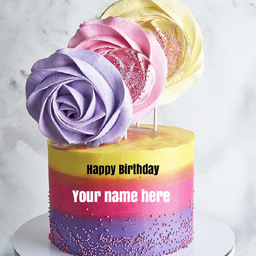 Delicious Real Cream Multi Color Cake With Name