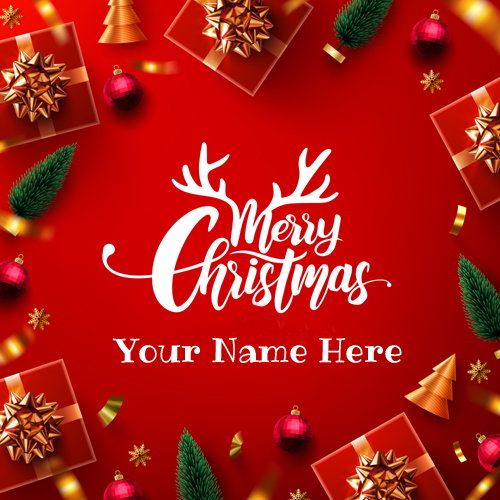 Christmas Celebration Elegant Wish Card With Name