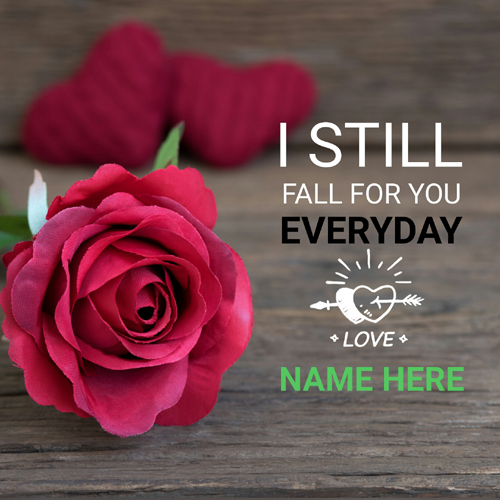 Write Name on Cute Love Quote Whatsapp DP With Red Rose