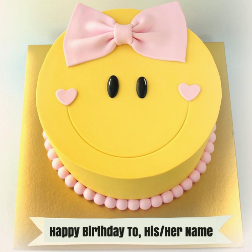 Cute Smiley Birthday Wishes Cake For Girl With Name