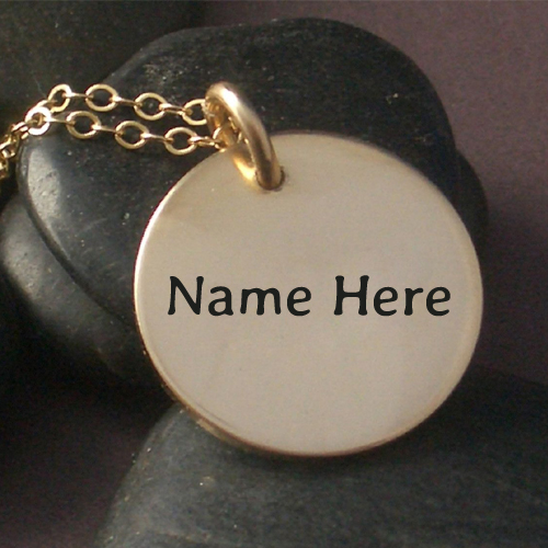 Write Name on Necklace In Hand Stamped Gold