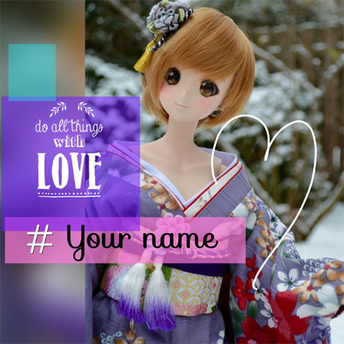 Cute Sweet purple Doll Greeting With Name