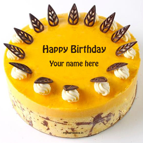Write name on mango birthday cake pics 