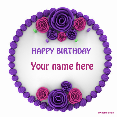 Write name on beautiful flower birthday cake pics 