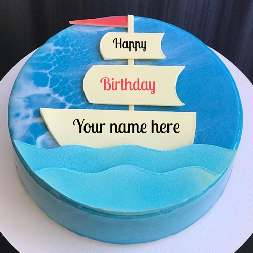 Sailor Theme Nautical Birthday Wishes Cake With Name