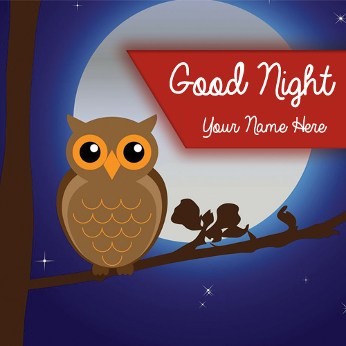 Sleepy Owl Good Night Greeting With Your Name