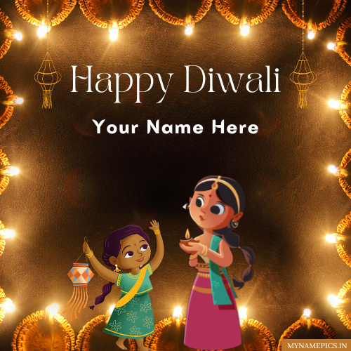 Happy Diwali 2022 Cute Wish Card With Name