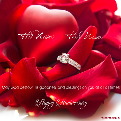 Write a name on happy anniversary greeting card online