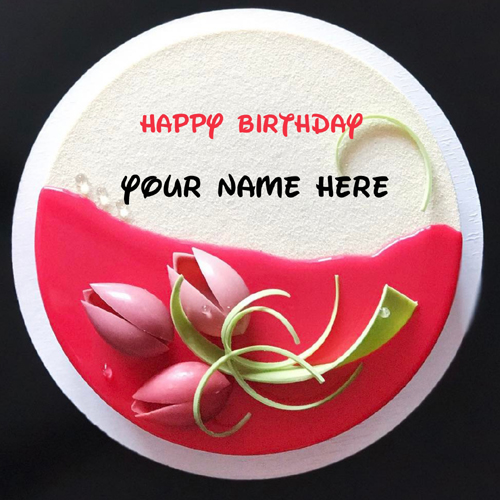 Happy Birthday White Buttercream Floral Cake With Name