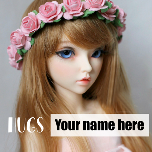 Beautiful Cute Doll Whatsapp Greeting With Your Name
