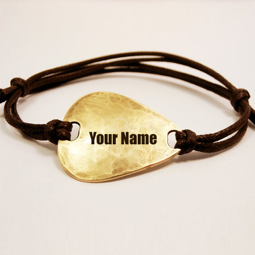 Brass Guitar Pick Bracelet With Custom Name For DP Pics