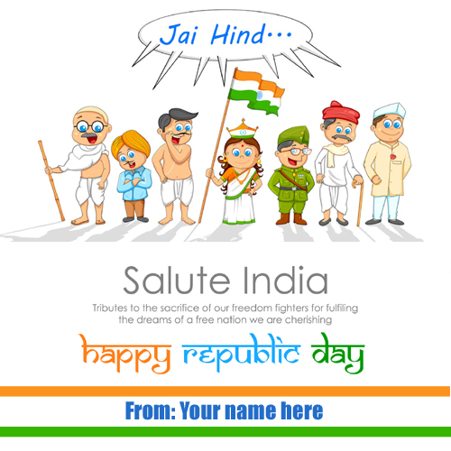 Write name on happy republic day 26 january pics