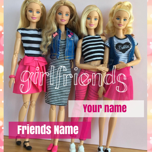 Write Your Name on BFF Greeting Card With Cute Dolls