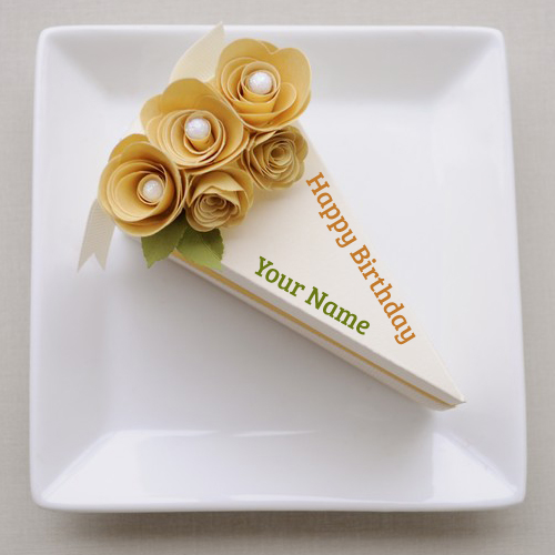 White Chocolate Birthday Cake Slice With Your Name
