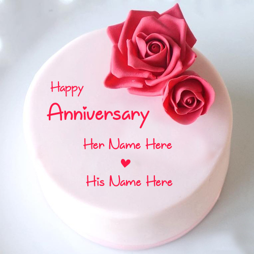 Romantic Love Anniversary Cake With Your Name