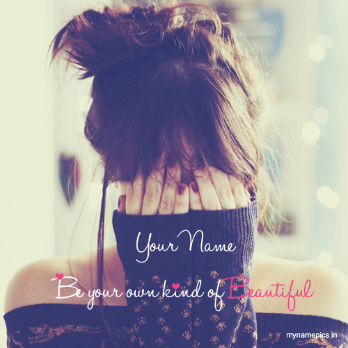 Write a name on cute girl shy profile picture