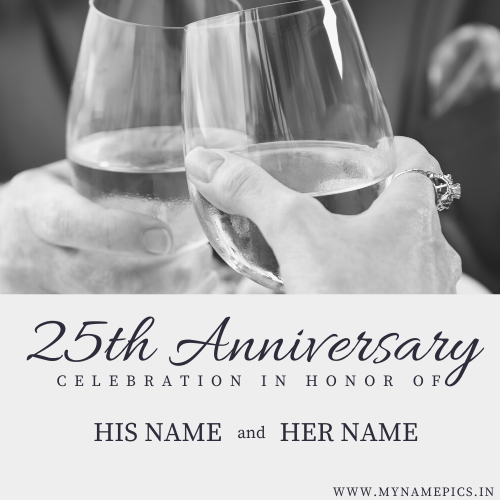 Happy 25th Anniversary Wishes Greeting With Couple Name