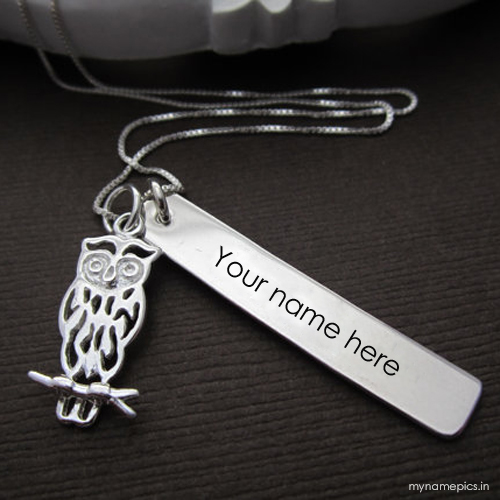 Write your name on owl necklace display picture