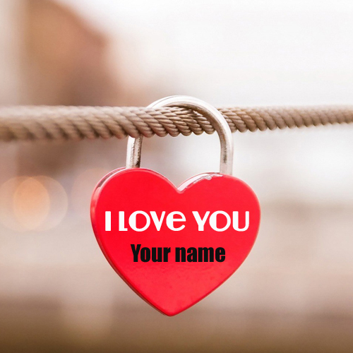 write name on cute love heart lock profile pic