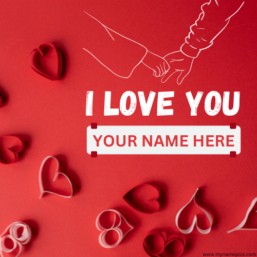 Designer I Love You Image  Frame With Custom Name Edit