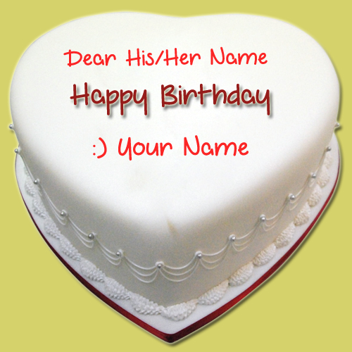 Beautiful Heart Shape Birthday Cake With Your Name