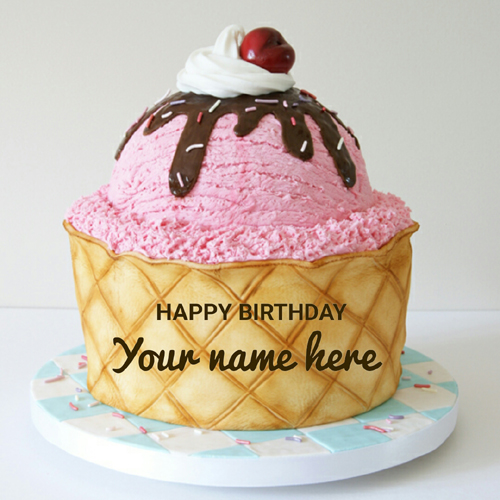 Giant Ice Cream Birthday Wishes Cake With Your Name