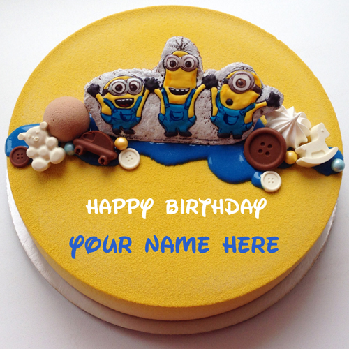 Cute Minion Birthday Wishes Kids Cake With Your Name