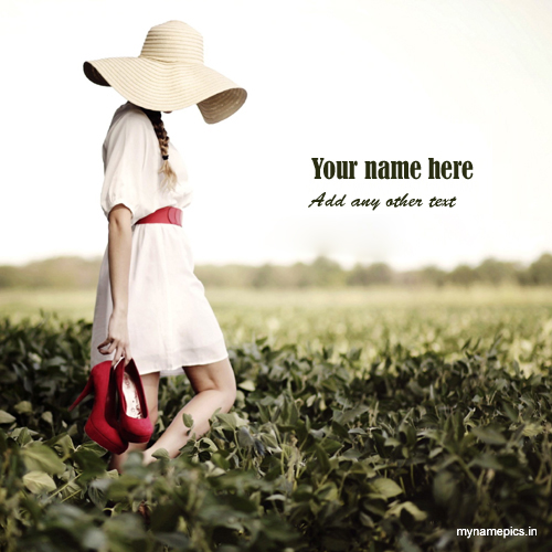 Write your name on cute girl picture with other text